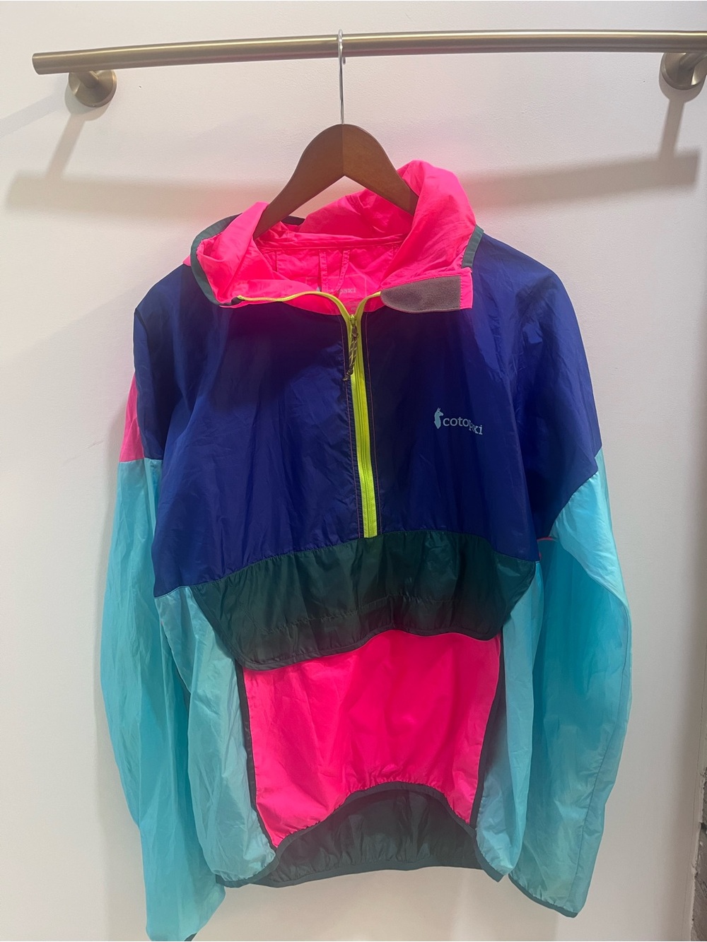 cotopaxi Colorblock Rain Pullover - Neon Pink, Aqua & Navy
